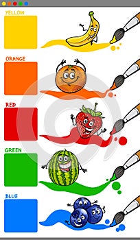 Main colors with cartoon fruits