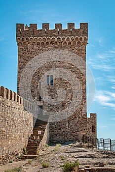 Main Consular tower of Genoese fortress - medieval residence of governor. Built in XIV century on Fortress Rock