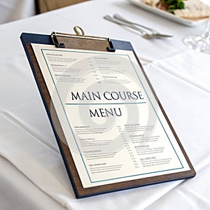 Main course menu isolated on white background