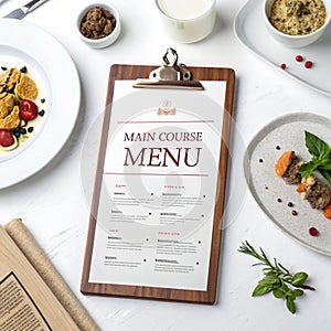 Main course menu isolated on white background