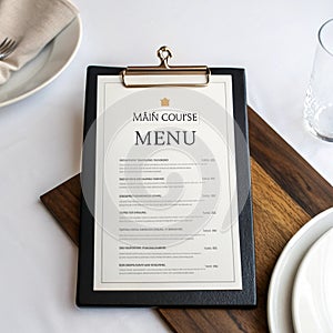 Main course menu isolated on white background photo