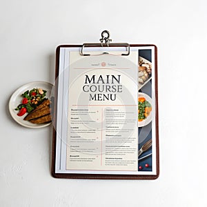 Main course menu isolated on white background