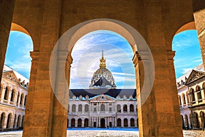 Main courtyard of Les Invalides, Paris, France.