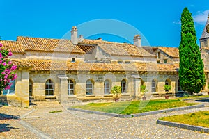 Main courtyard with a pavilion in the old carthusian monastery Chartreuse de Villeneuve lez Avignon, France