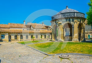 Main courtyard with a pavilion in the old carthusian monastery Chartreuse de Villeneuve lez Avignon, France