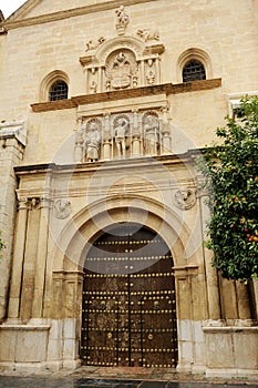 Main door of the Parish Church of San Sebastian in Antequera, Spain
