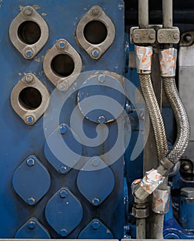 Main Engine in Machinery Room on board modern ship