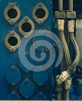 Main Engine in Machinery Room on board modern ship