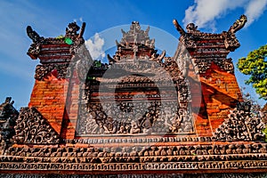 Main entrance of country temple in Bali