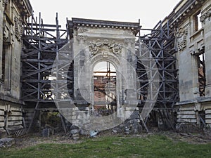 Main entrance facade of the Cantacuzino Palace, Floresti, Romania