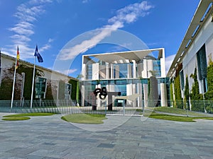 The main entrance of the Federal Chancellor of the Federal Republic of Germany during summertime