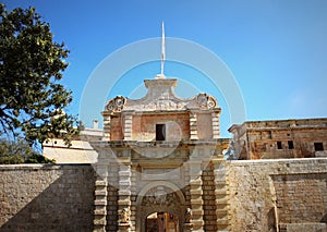 Main entrance gate of Mdina in Malta. Mdina is ancient capital of Malta