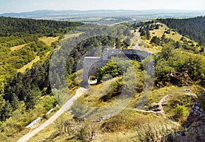 Main entrance gate to ruined Castle of Cachtice