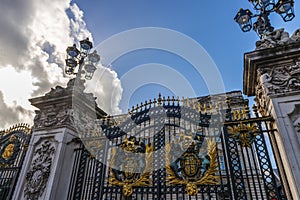 The main entrance gates of Buckingham Royal Palace in London, England, UK