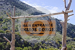 Main Entrance Imbros Gorge Sign