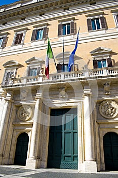 Main entrance of Montecitorio palace in Rome