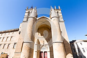 Main entrance of the Montpellier Cathedral, southern France