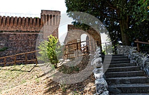 Main entrance of Rocca di Brisighella Fortress of Brisighella. Ravenna, Italy