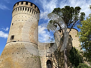 Main entrance of Rocca Manfrediana di Brisighella Fortress of Brisighella. Ravenna, Italy