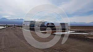 The main entrance to the Atacama Large Millimeter Array ALMA, Atacama Desert, Chile