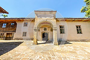The main entrance to the church of the mountain village of Zheravna in Bulgaria