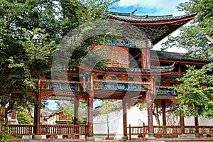 Main entrance to famous Baisha town and wall murals in Lijiang