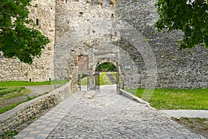 Main entrance to Haapsalu Episcopal Castle. Medieval Castle of Bishop, Estonia.