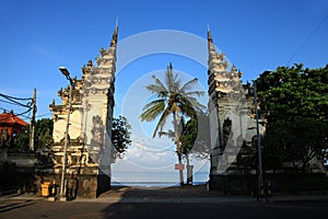 Main entrance to Kuta Beach in the early morning in Bali, Indonesia.