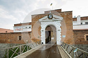 Main entrance to the medieval Dubno Castle at Dubno town, Rivne region, Ukraine