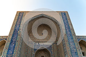 The main entrance to Mirzo Ulughbeg madrasa in Bukhara