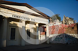 Main entrance to old city cemetery Cementerio 2 de Valparaiso in Cerro Panteon, Valparaiso, Chile