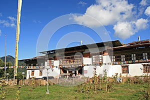 The main facade of a buddhist monastery - Gangtey - Bhutan