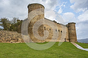 Main facade of the castle of the town of El Barco. Castilla la Mancha. Spain photo