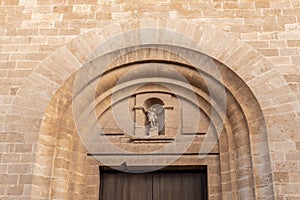 Main facade of the church in the Majorcan town of Llucmajor