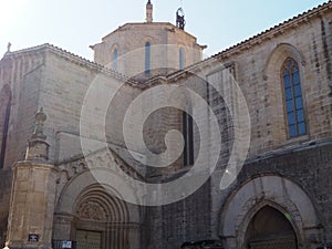 main facade of the cistercian monastery of santa maria la real de vallbona de las nuns, lerida, spain, europe