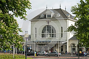 Main facade historic railway station Leeuwarden