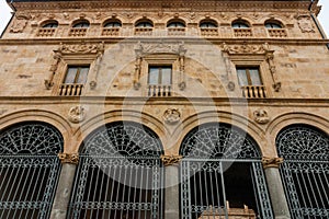 Main facade of La Salina Palace in Salamanca