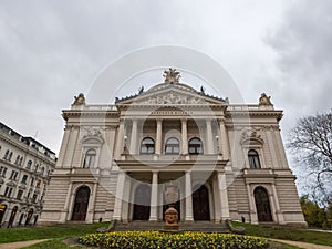 Main facade of Mahenovo Divaldo, also called Mahen theater, in Brno, Czech Republic.