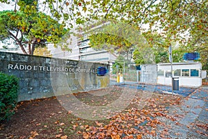 main facade of the RTP facilities in Lisbon.