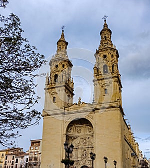 Main facade of the Santa MarÃ­a concatedral the round one of Gothic style