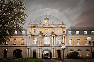 facade of the University of Bonn, in Germany, also called Bonn universitat, in the oldest part of the campus. it\'s the main photo