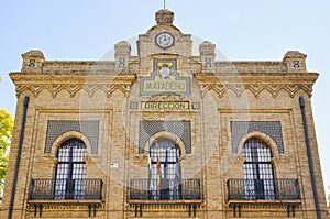 Main faÃÂ§ade of the Old Slaughterhouse in Seville, Spain photo