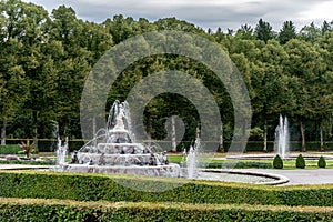 Main Fountain in the Palace Garden of Herrenchiemsee in Chiemsee