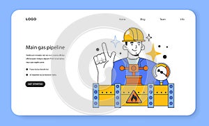 Main gas pipeline web banner or landing page. Natural gas transportation