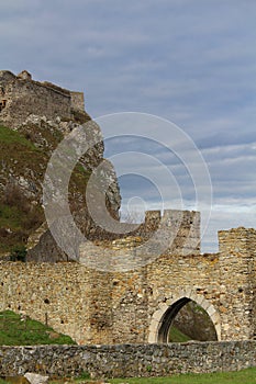 Main gate of Devin castle - ruins of a Slovak medieval fortress, central Europe