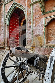 The main gate at the hostorical Ramnagar Fort in Varanasi, India