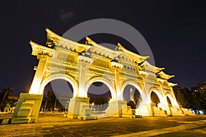 Night view of the National Taiwan Democracy Memorial Hall in Taipei, Taiwan