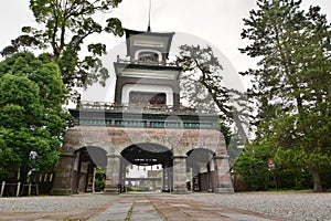 The main gate. Omaya shrine. Kanazawa. Ishikawa Prefecture. Japan