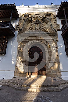 The main gate of the Palacio De La Inquisicion in Cartagena, Colombia