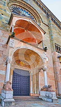 The main gate of Piacenza Cathedral, Italy